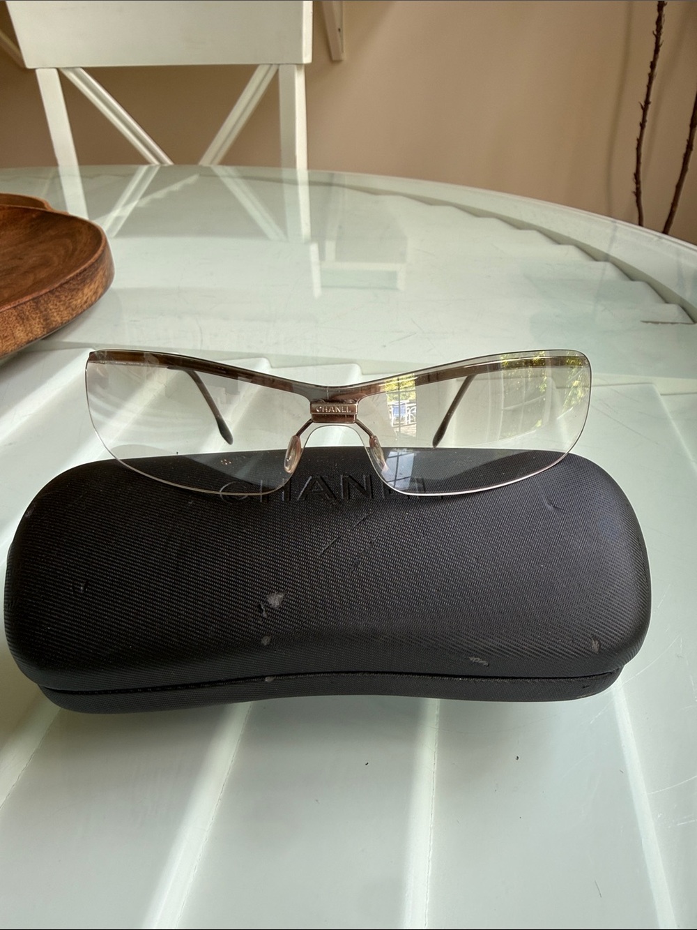 Vintage Chanel 4043 Rimless Sunglasses Y2K Karl Lagerfeld
